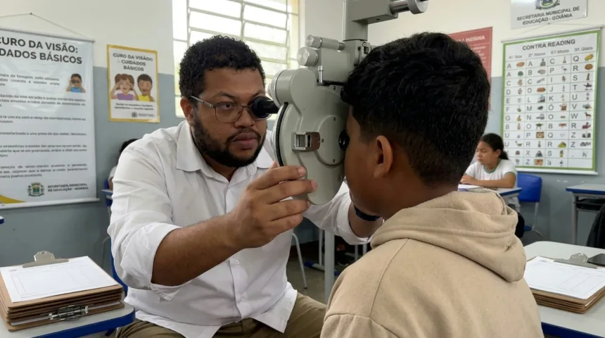 Projeto oferece exames e óculos gratuitos para estudantes da rede pública em Goiânia