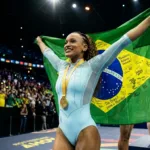 Rebeca Andrade fatura o tricampeonato mundial de ginástica na Holanda