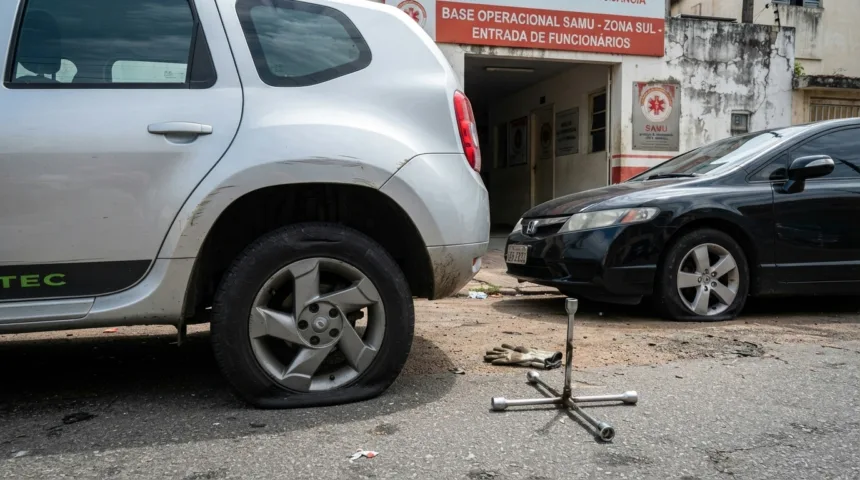 Samu enfrenta vandalismo contra veículos de Funcionários após mudança Samu enfrenta vandalismo contra veículos de Funcionários após mudança