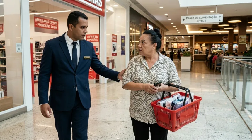 Senhora, senhora: funcionário persegue suspeita de furto em shopping